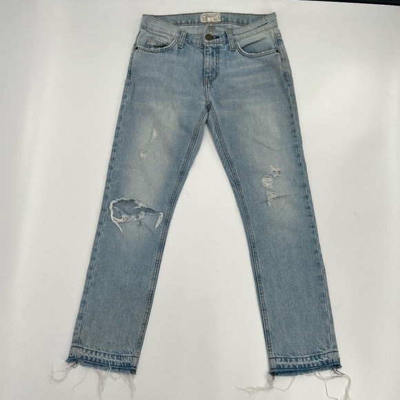 Current/Elliott The Cropped Straight Sealine Destroy Release Hem Jeans Size 24 - Picture 1 of 6